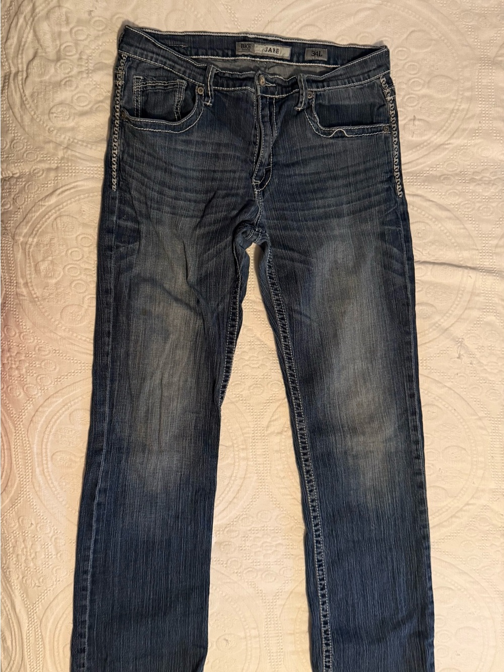 BKE Men's Dark Blue Slim Straight Jeans